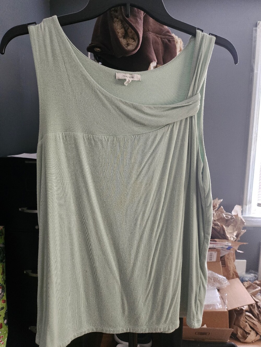 Maurices Sage Green Twist-Shoulder Tank Top